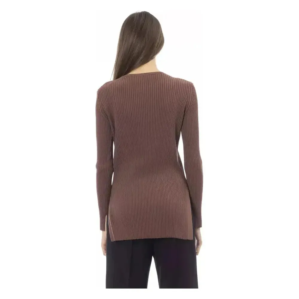 Alpha Studio Brown Viscose Women Sweater