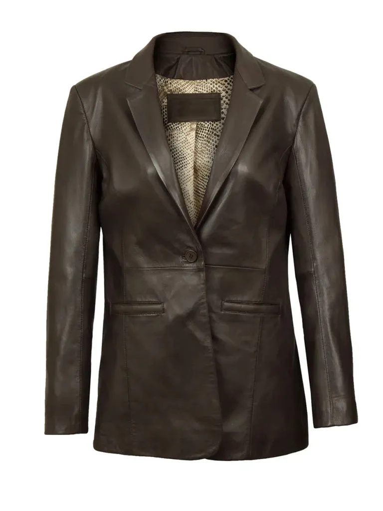 Black Genuine Leather Blazer