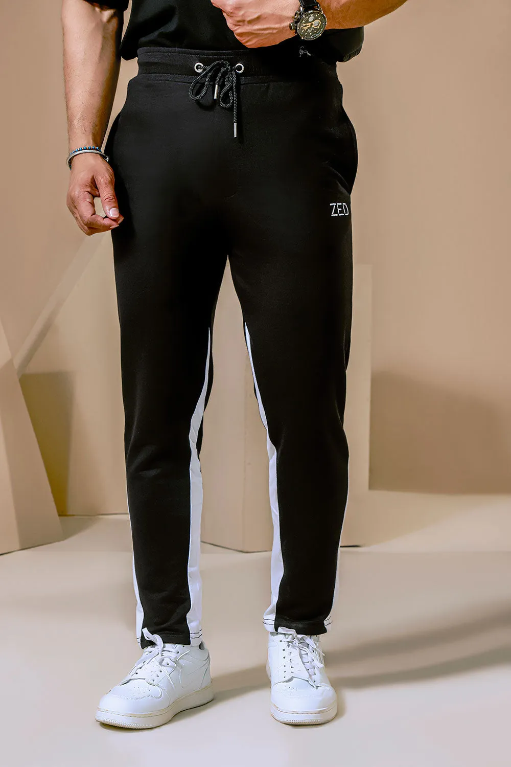 Black Gusset Contrast Panel Jogger