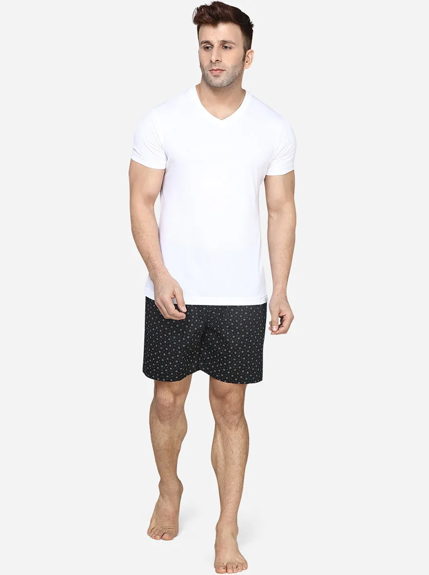 Black Printed Regular Fit Boxer Shorts | JadeBlue