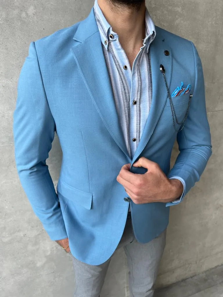 Bojoni Fremont Sky Blue Slim Fit  Blazer