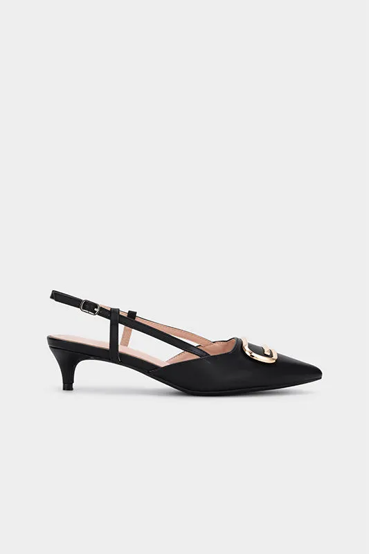 BUCKLED KITTEN HEEL PUMP