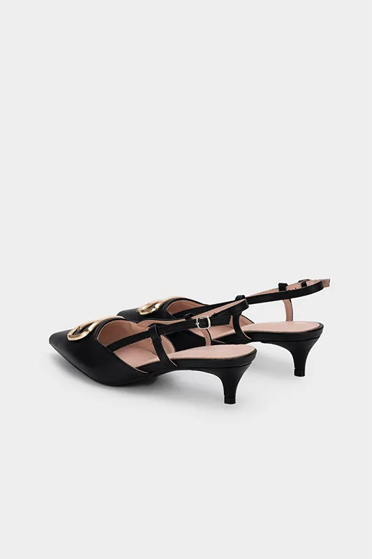 BUCKLED KITTEN HEEL PUMP