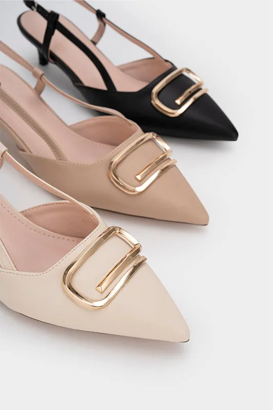 BUCKLED KITTEN HEEL PUMP