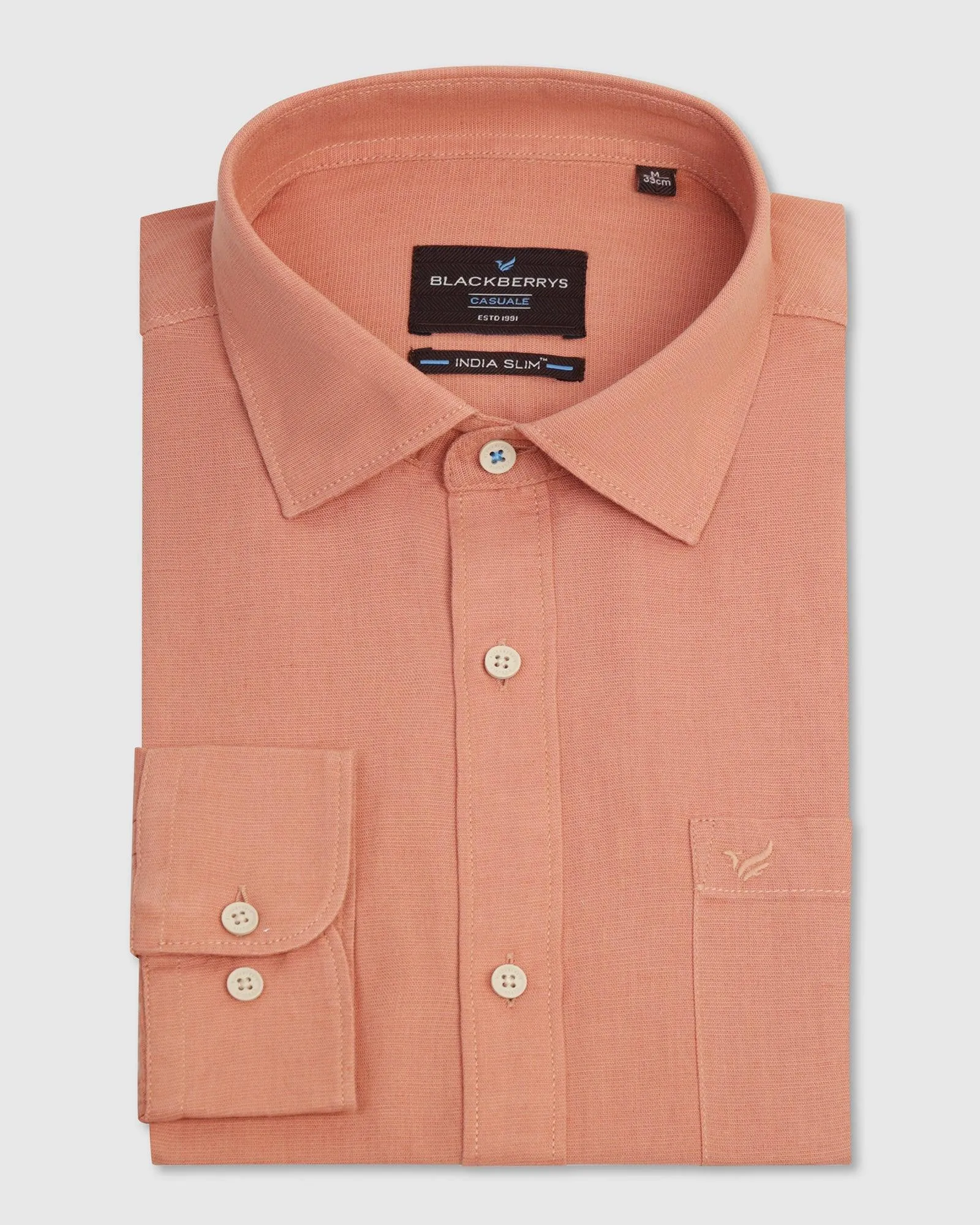 Casual Peach Solid Shirt - Lang