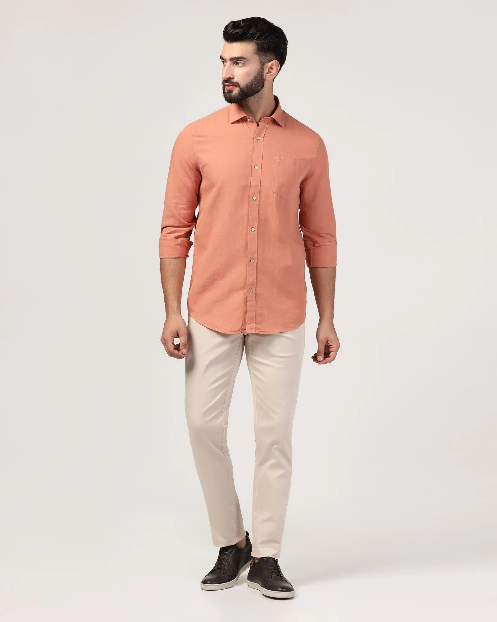 Casual Peach Solid Shirt - Lang