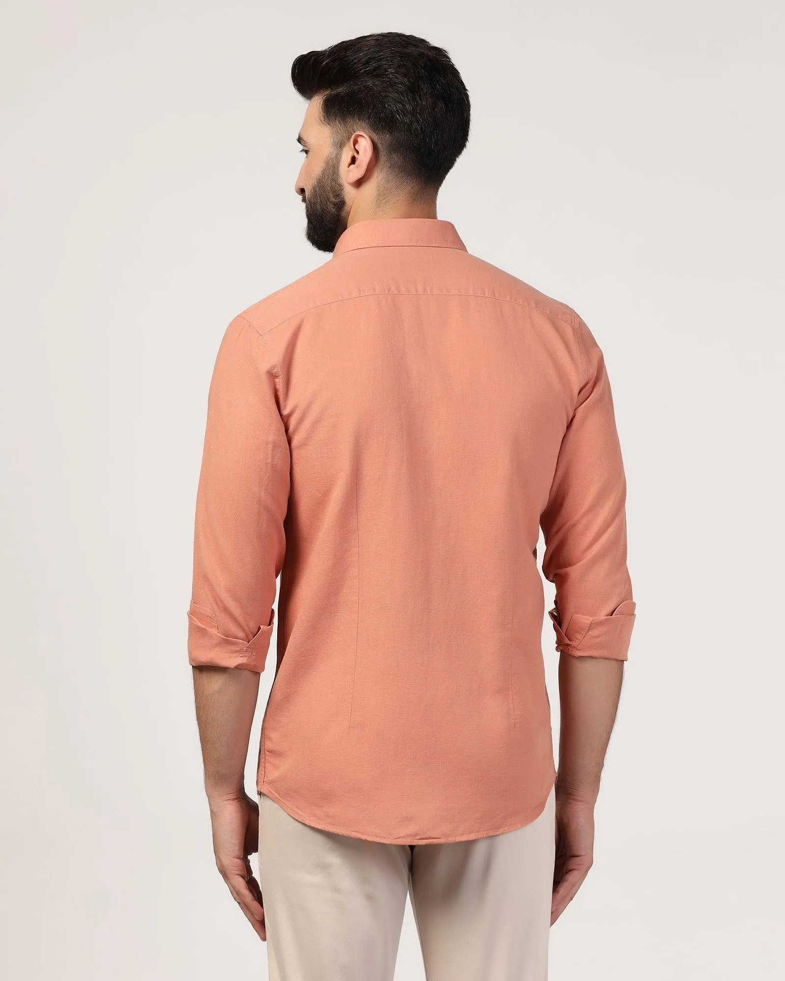 Casual Peach Solid Shirt - Lang