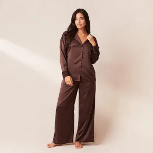 Classic Satin Pyjama Trousers - Chocolate