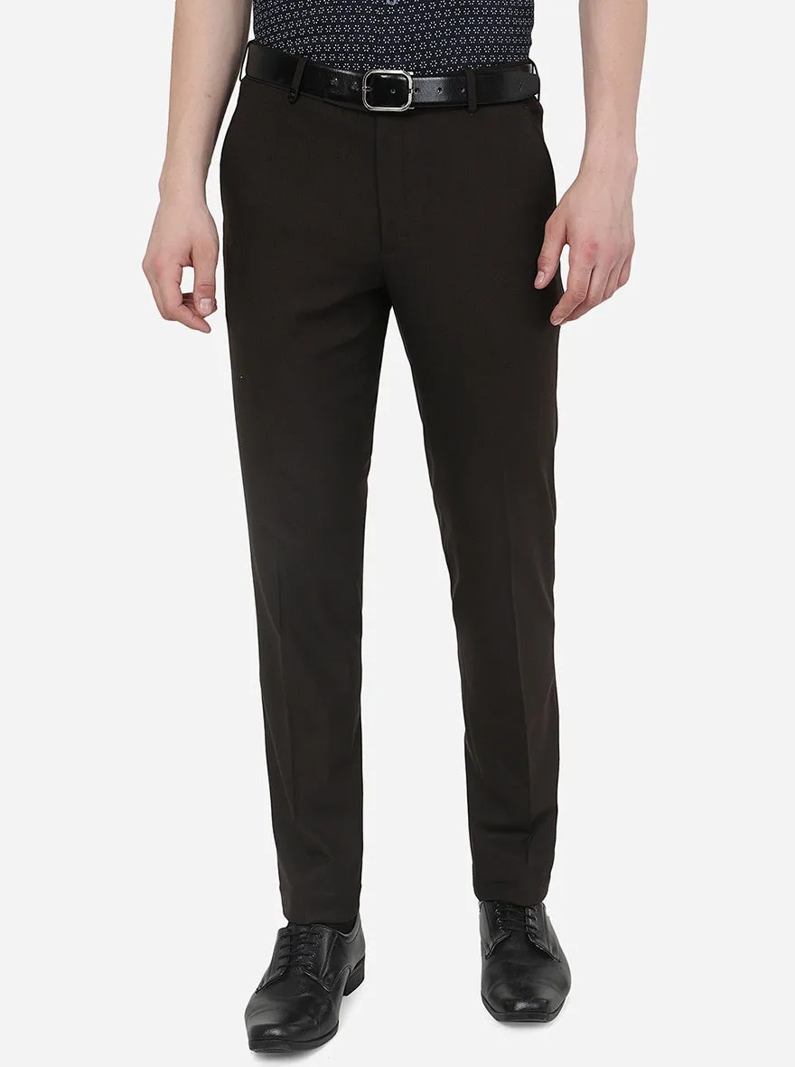 Coffee Brown Solid Slim Fit Formal Trouser | JB Studio