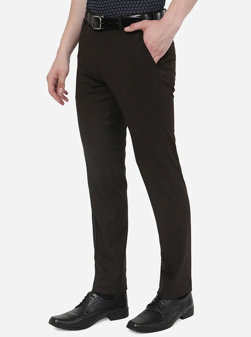 Coffee Brown Solid Slim Fit Formal Trouser | JB Studio