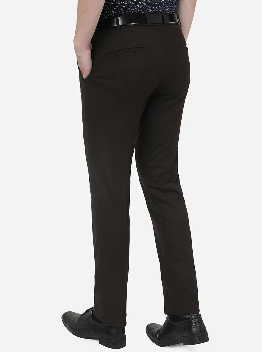 Coffee Brown Solid Slim Fit Formal Trouser | JB Studio