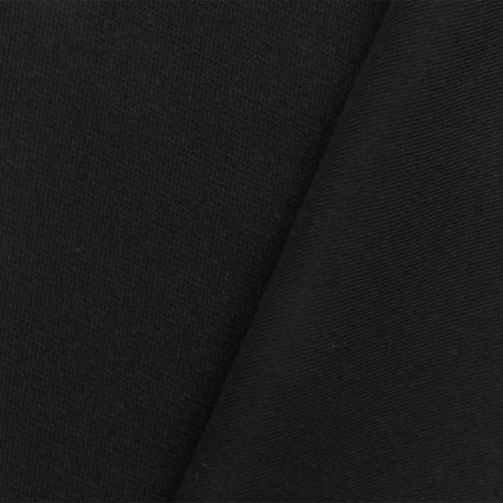 Crow Black Solid Wool Blend Selvedge Chino Twill Suiting Woven Fabric