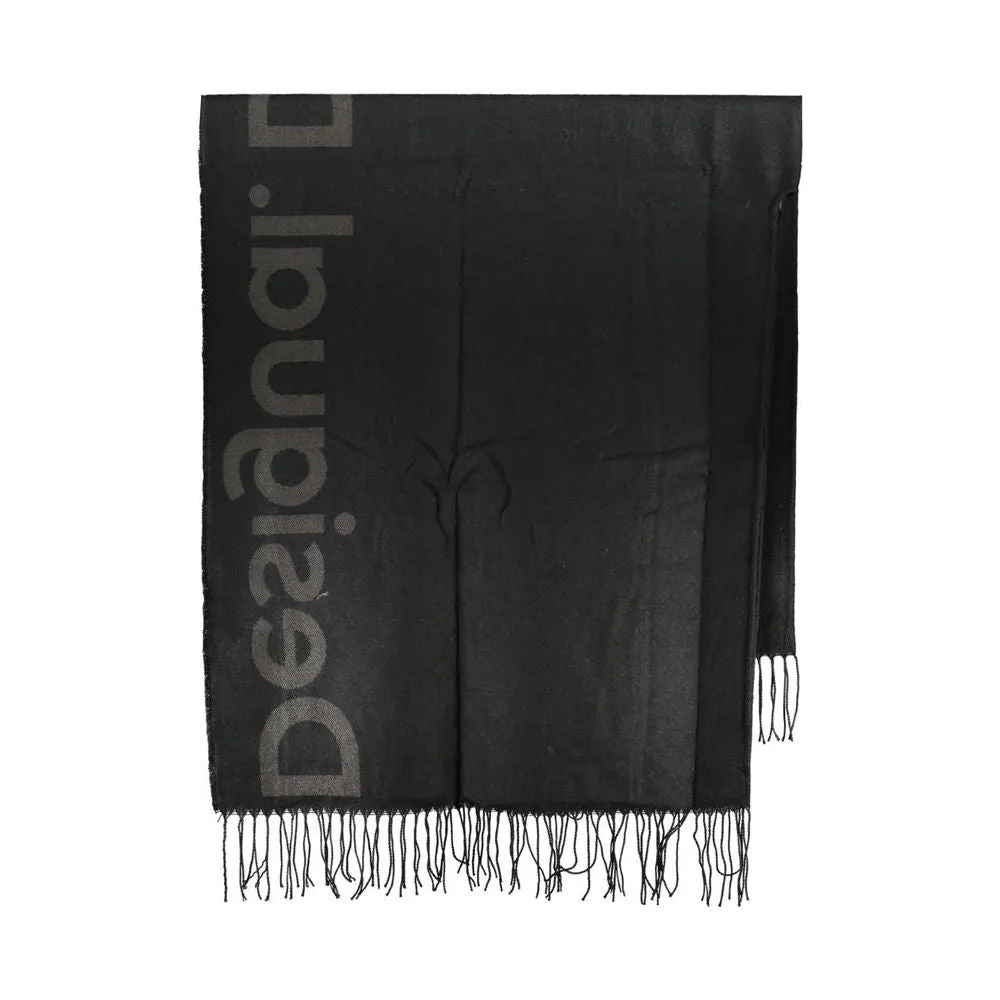 Desigual Chic Contrast Detail Poncho in Timeless Black