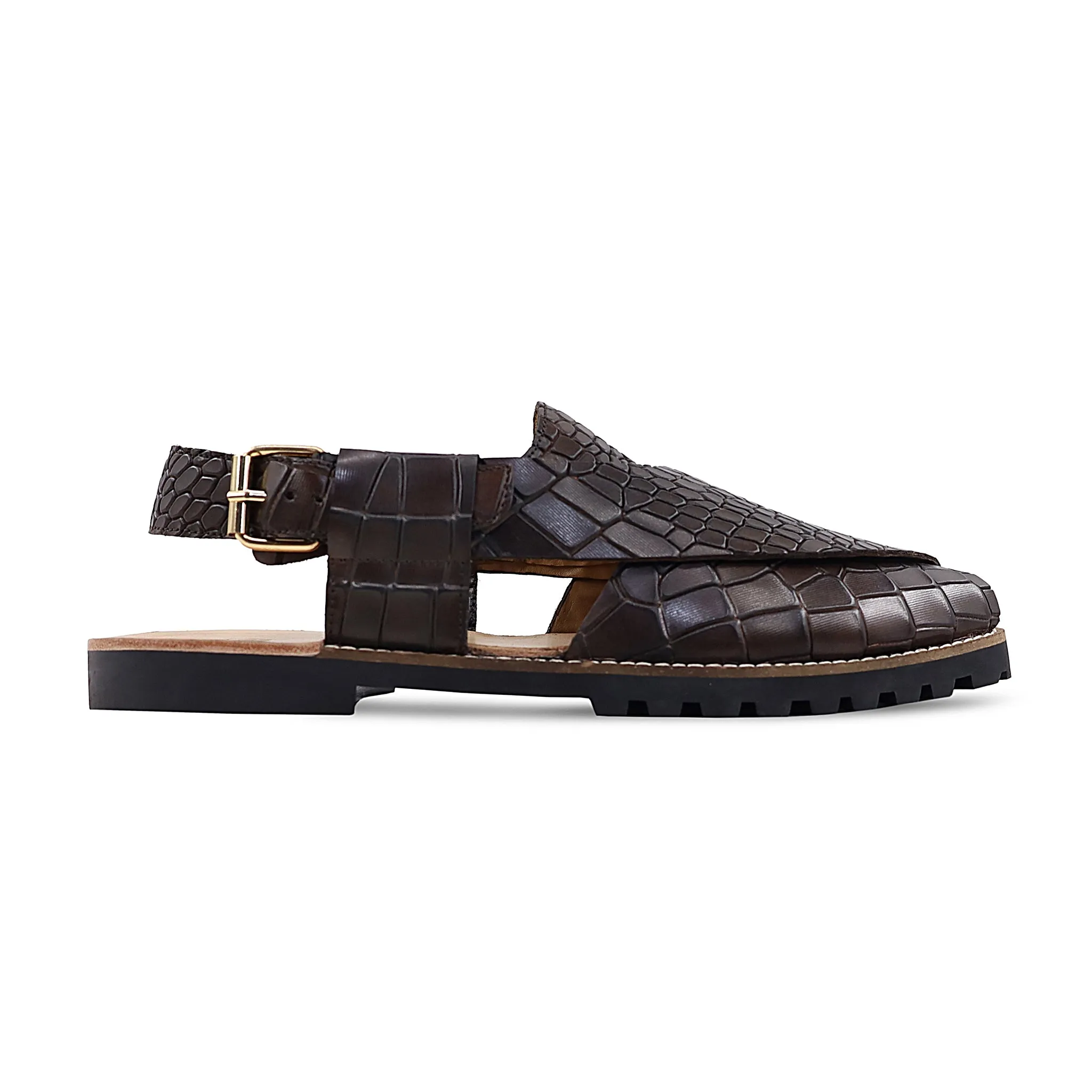 Dilana - Men's Dark Brown Calf Leather Sandal