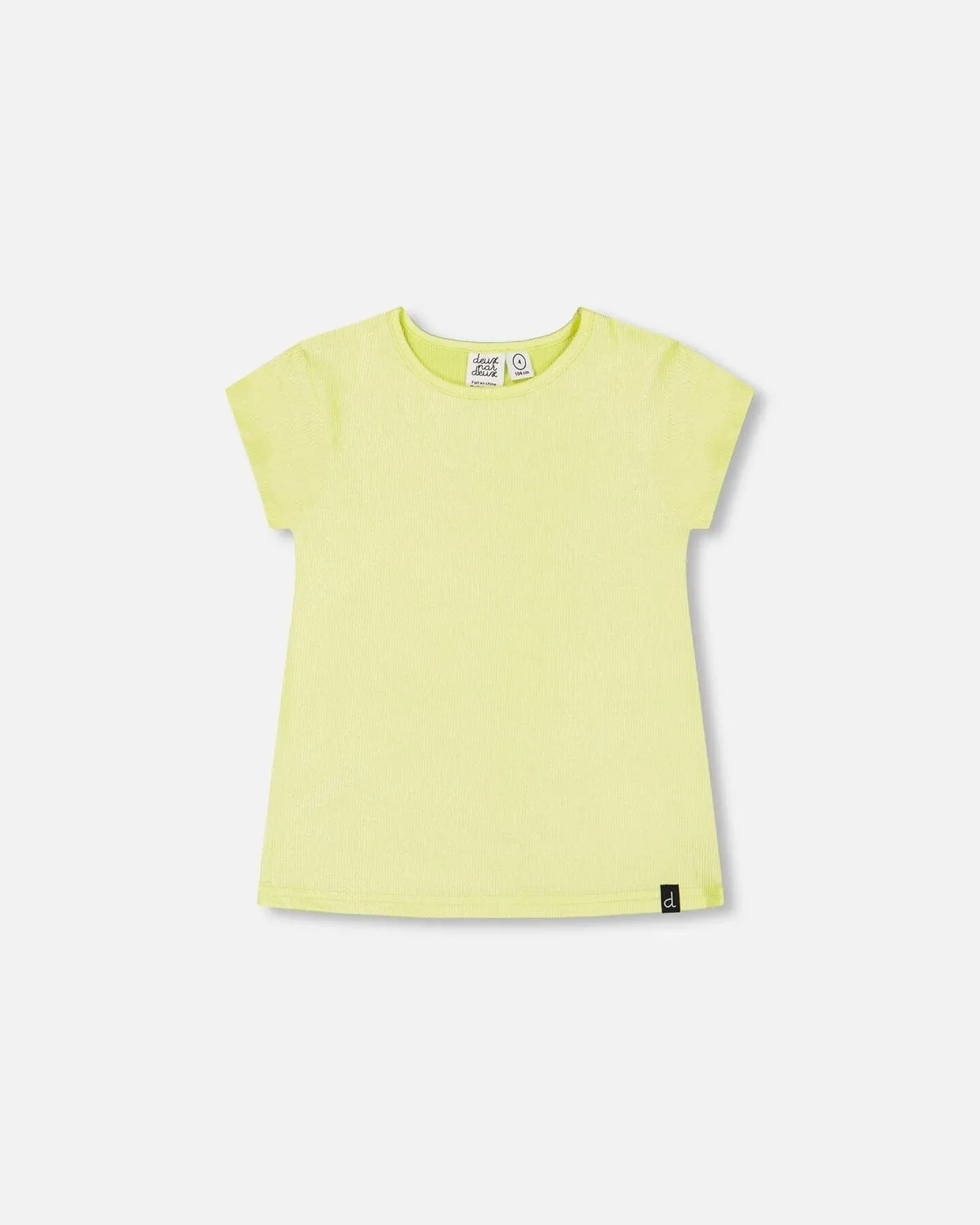 DPD Bright Shiny Ribbed Tee Shirt in Limeade