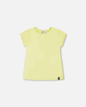 DPD Bright Shiny Ribbed Tee Shirt in Limeade