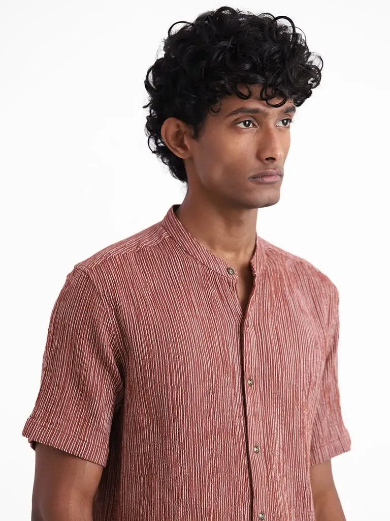 ETA Rust Red Striped Relaxed-Fit Shirt