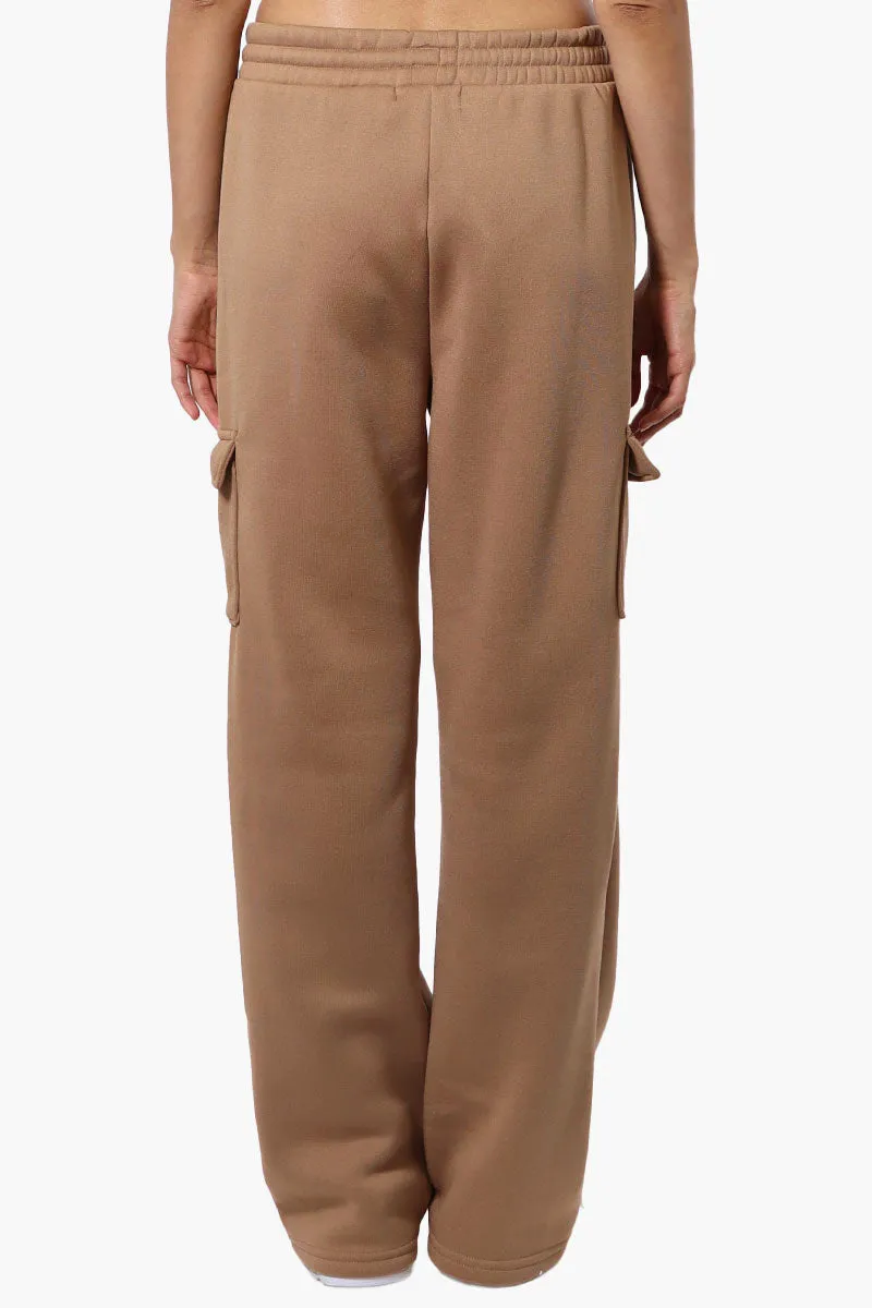 Fahrenheit Fleece Wide Leg Cargo Sweatpants - Camel