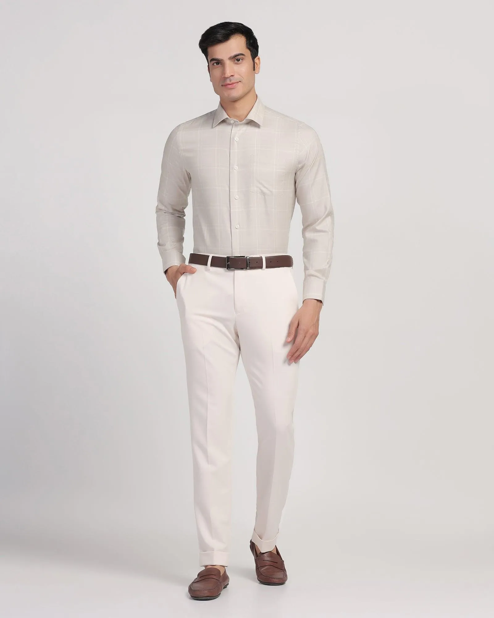 Formal Beige Check Shirt - Jeter