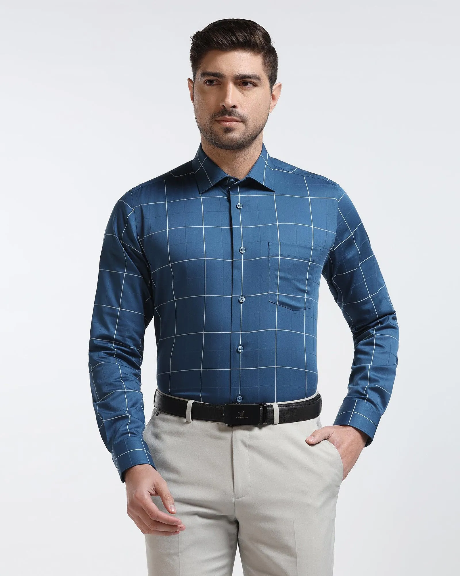 Formal Blue Check Shirt - West