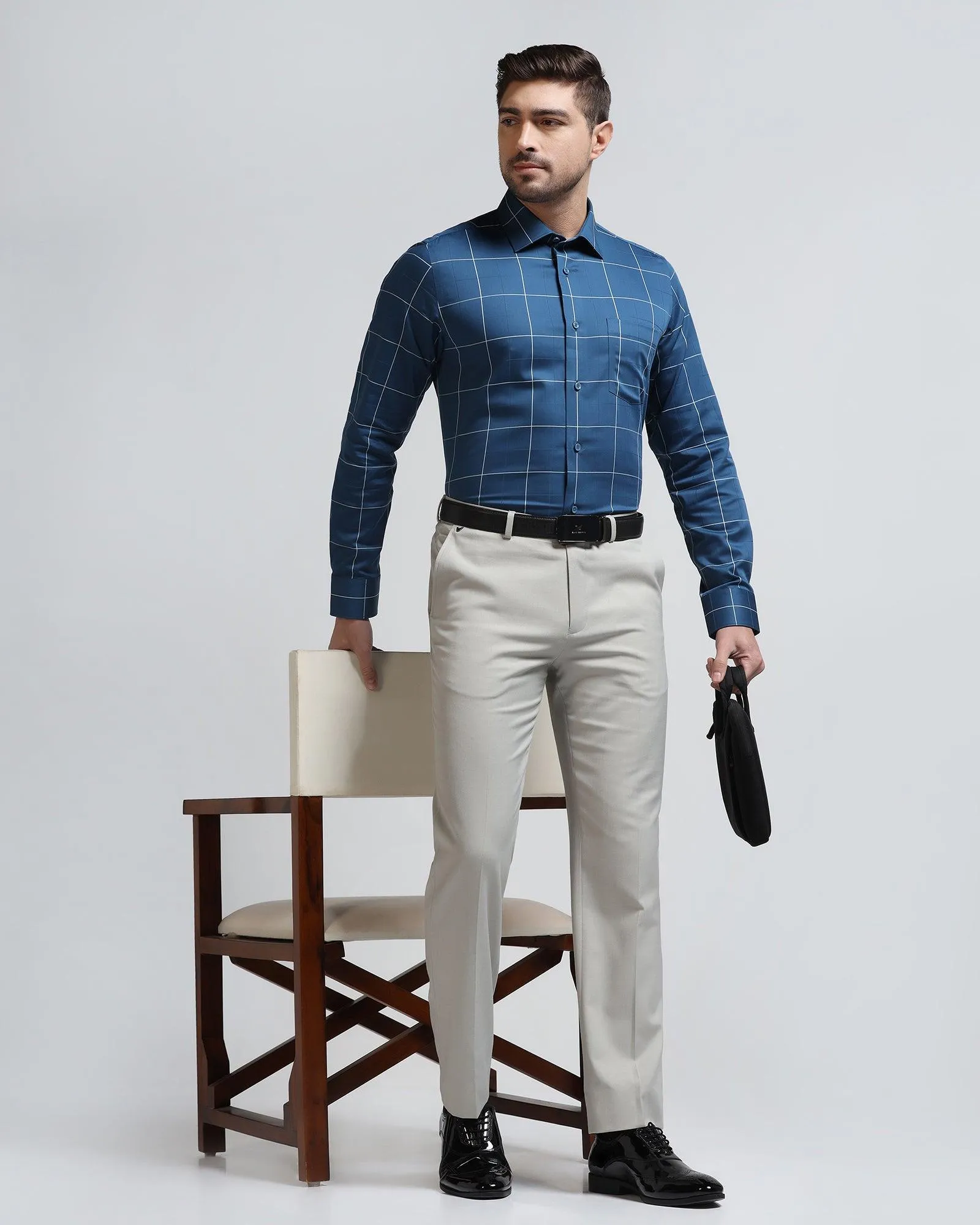 Formal Blue Check Shirt - West