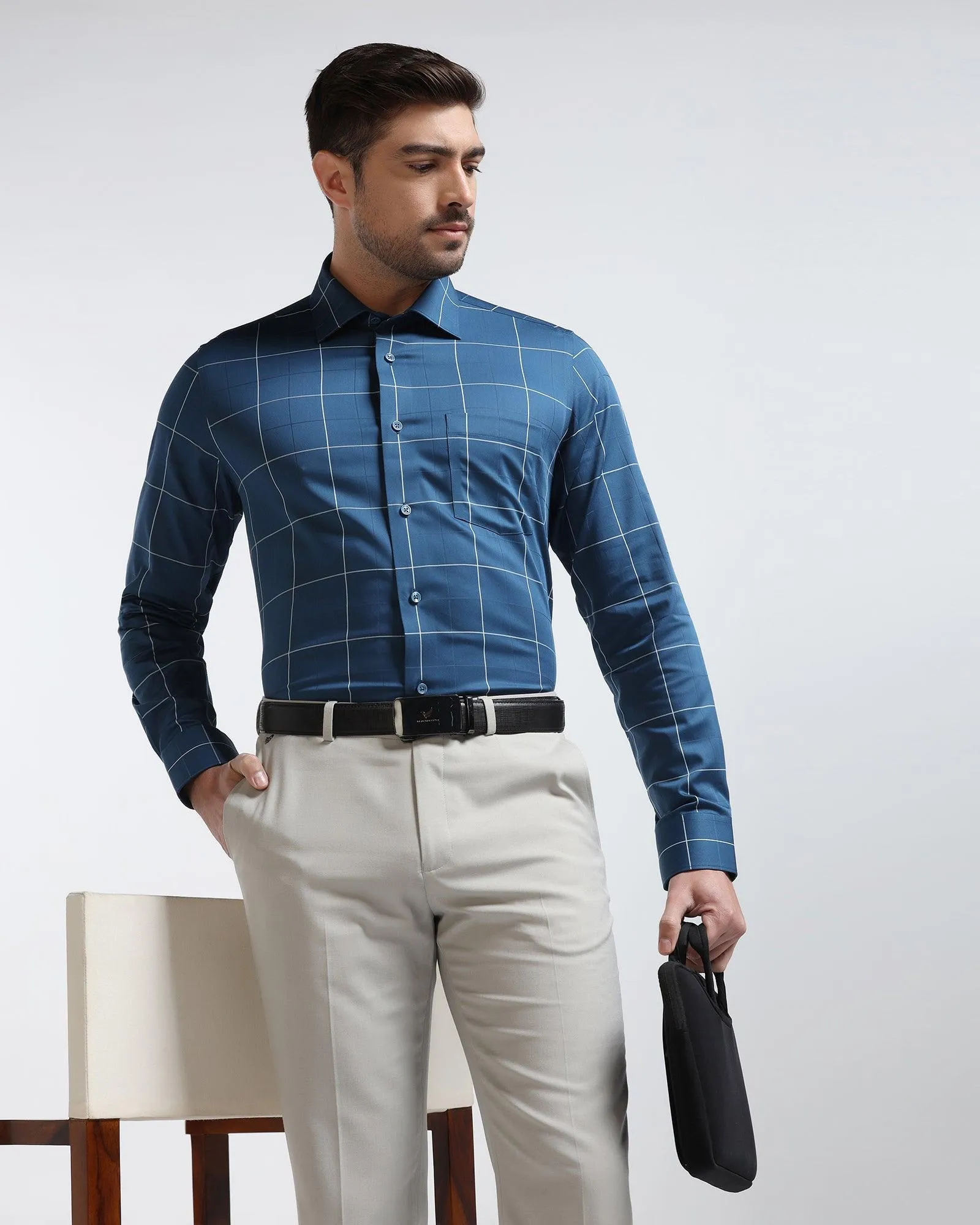 Formal Blue Check Shirt - West