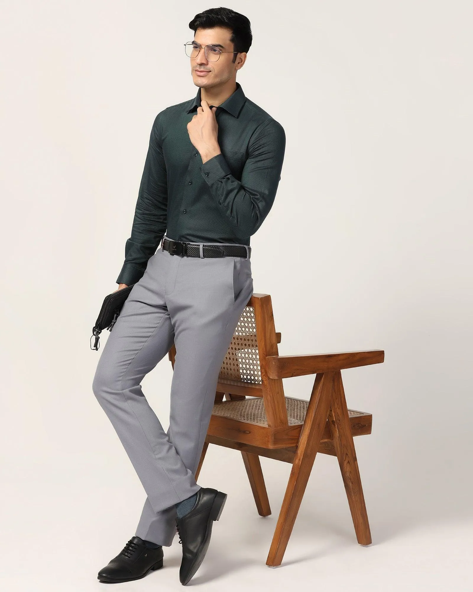 Formal Green Textured Shirt - Albus