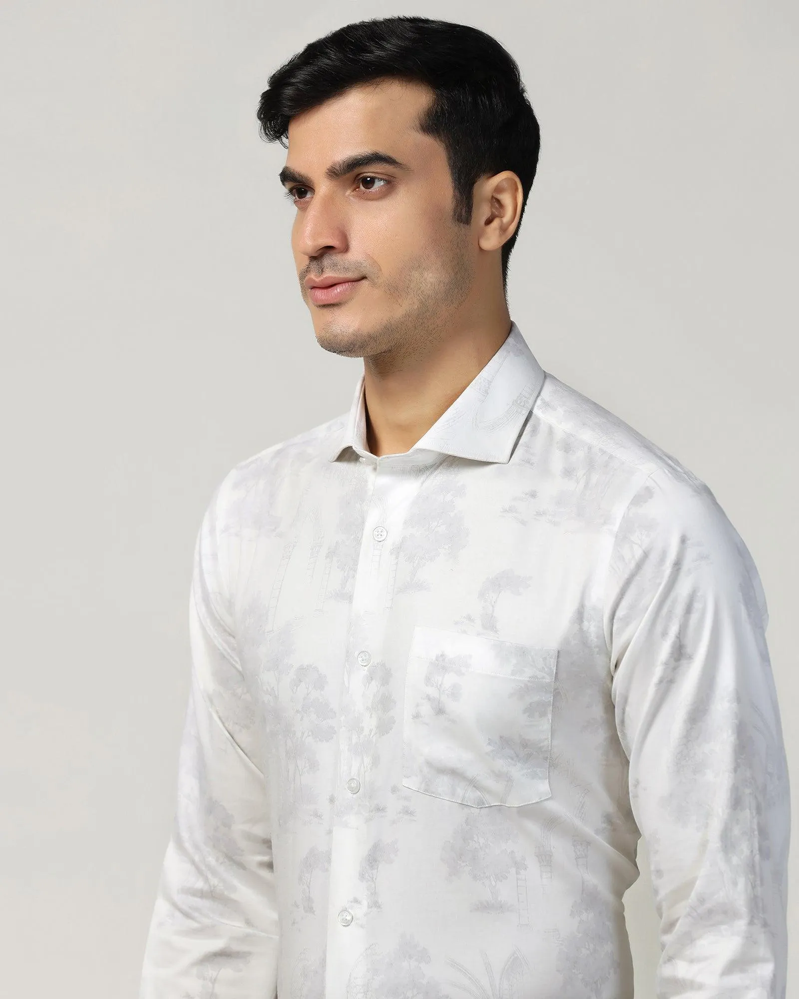 Formal Grey Printed Shirt - Forest