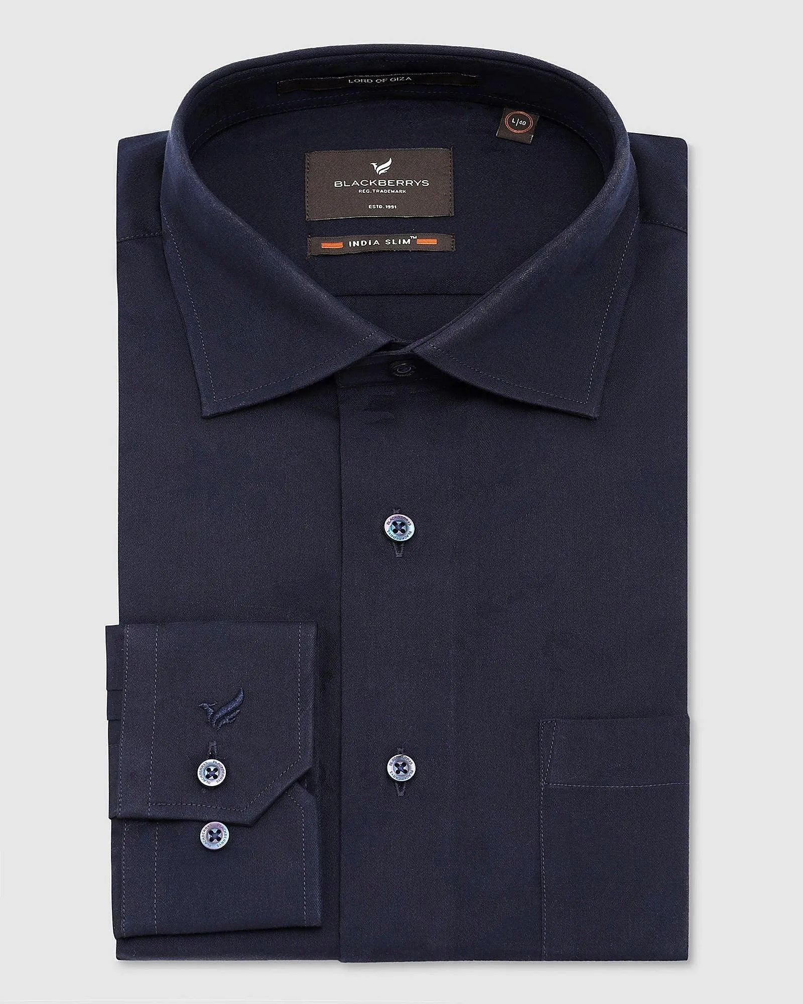 Formal Navy Printed Shirt - Hasad