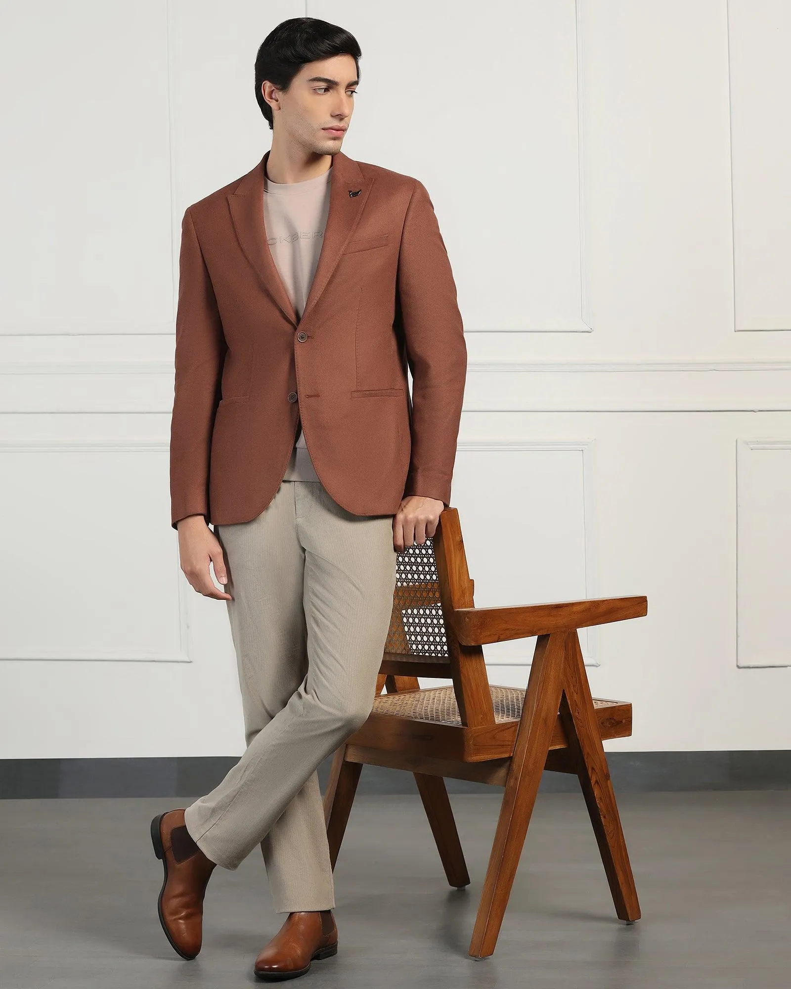 Formal Rust Solid Blazer - Amaze