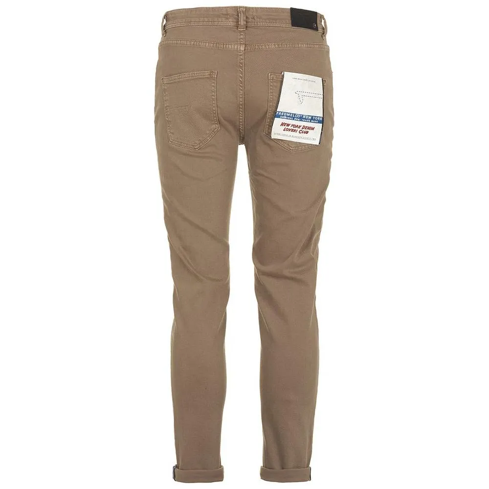 Fred Mello Elegant Brown Cotton Denim Trousers