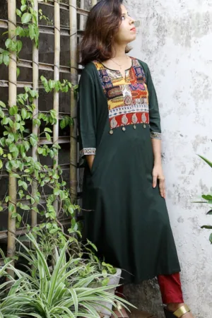 Green Laila Patchwork Kurta