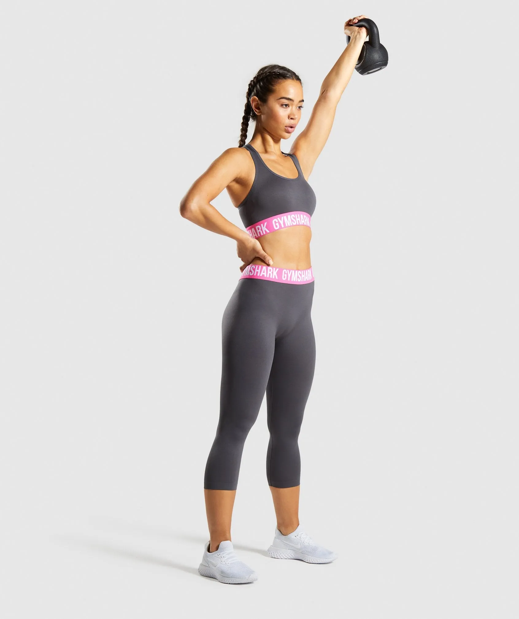 Gymshark Fit Cropped Leggings - Charcoal/Pink