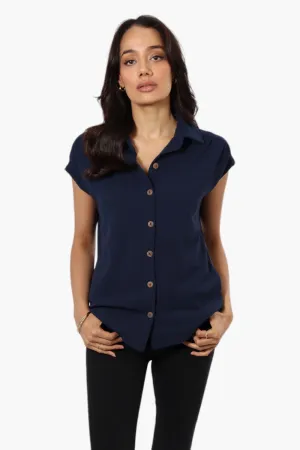 Impress Short Sleeve Button Down Shirt - Navy