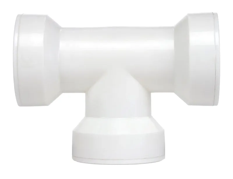 Insta-Plumb 48QLK Coupling Pipe Tee, 1-1/2 in, Push-Fit, Plastic, White :CD: QUANTITY: 1