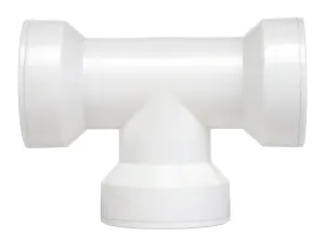 Insta-Plumb 48QLK Coupling Pipe Tee, 1-1/2 in, Push-Fit, Plastic, White :CD: QUANTITY: 1