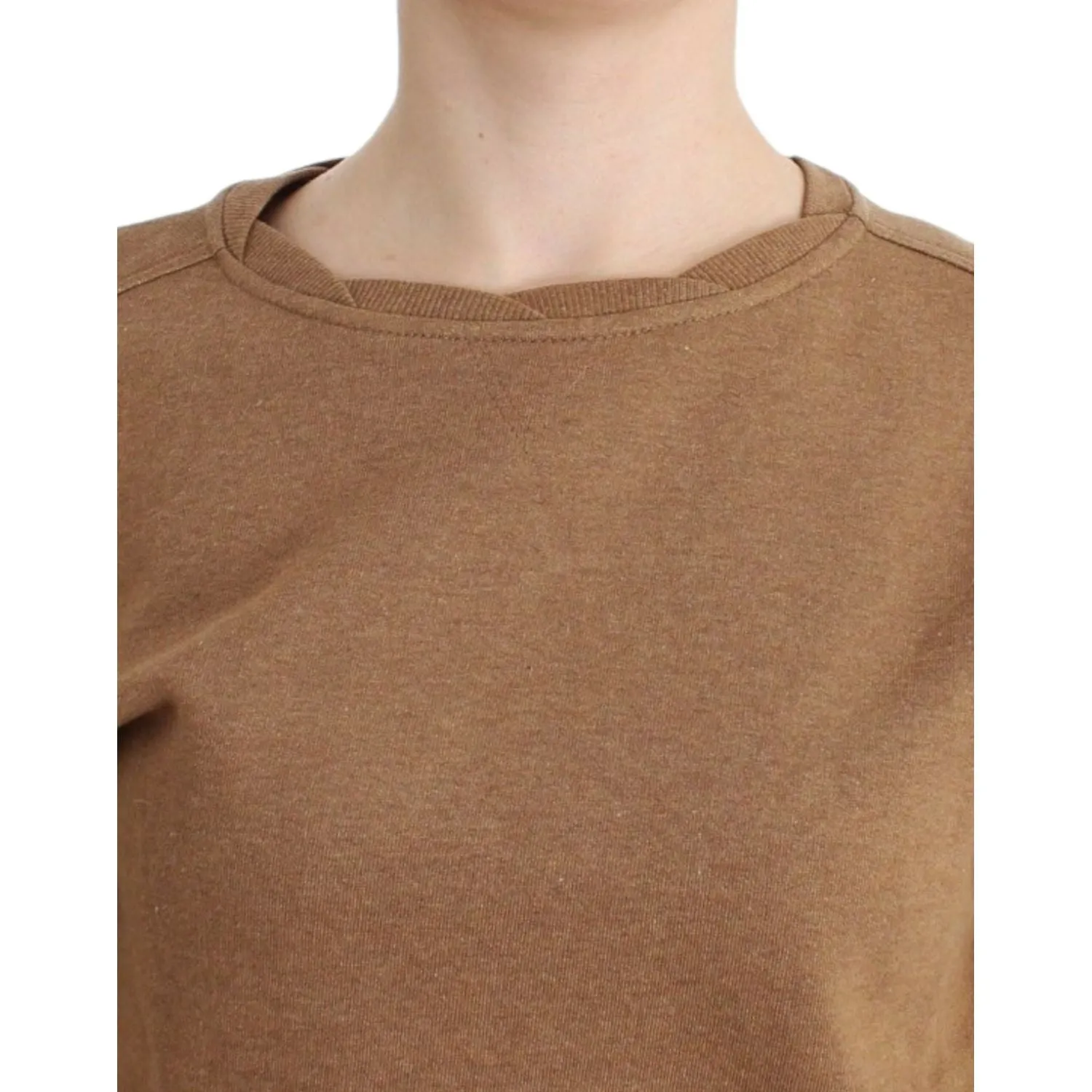 John Galliano Chic Brown Crewneck Cotton Sweater