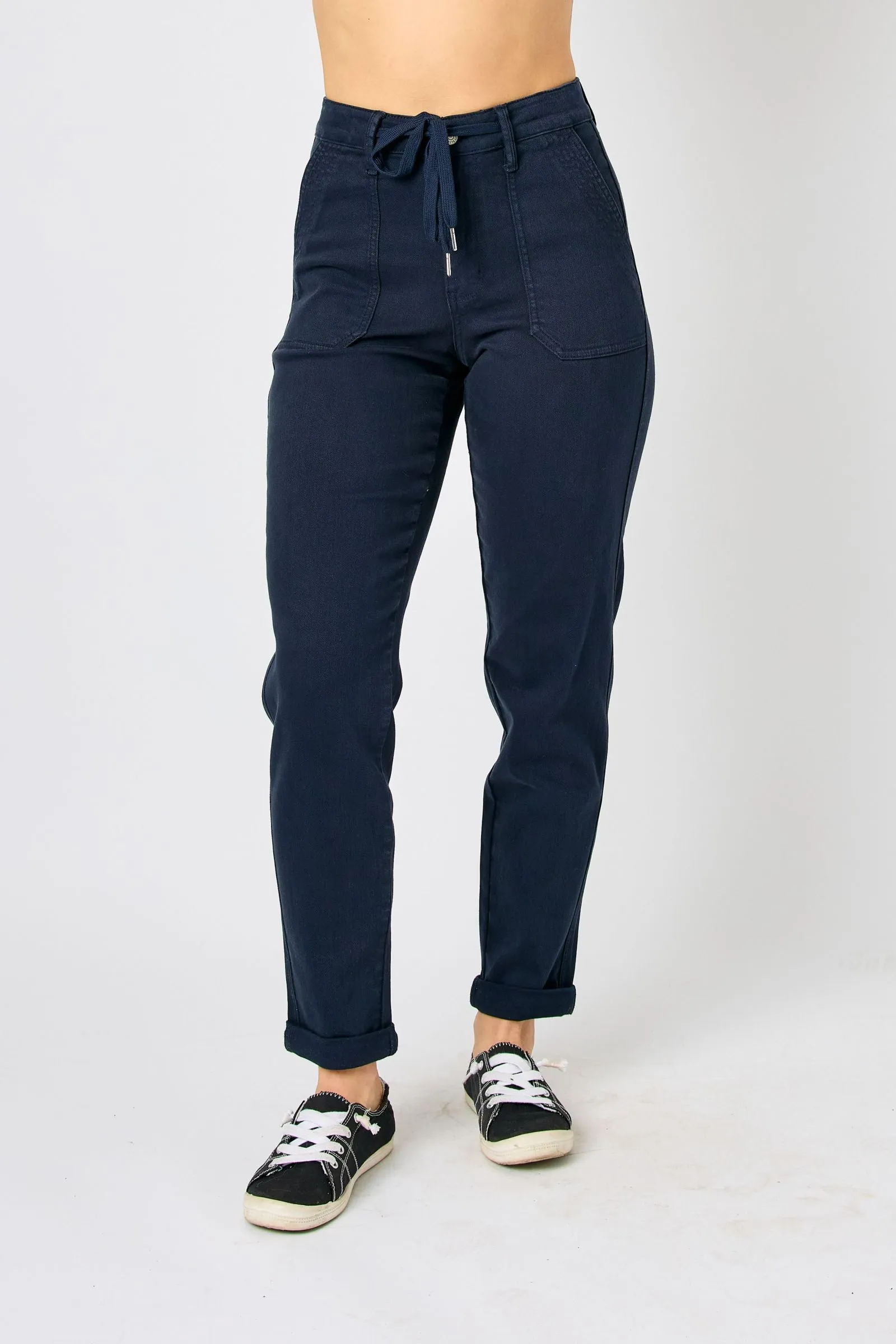 Judy Blue Reg/Plus High Waist Garment Dyed Navy Joggers