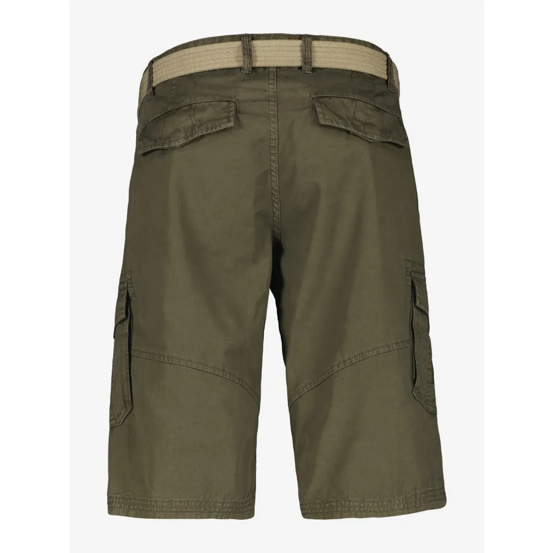 Lerros Plain-colored cargo bermuda with belt