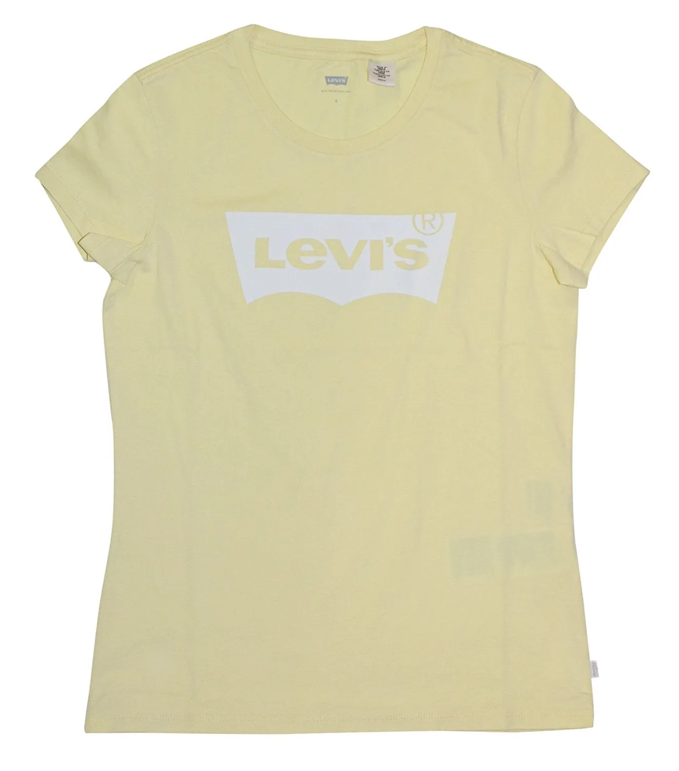 Levi's Women's Slim Crew Neck Tee Shirt Batwing Mood Yellow