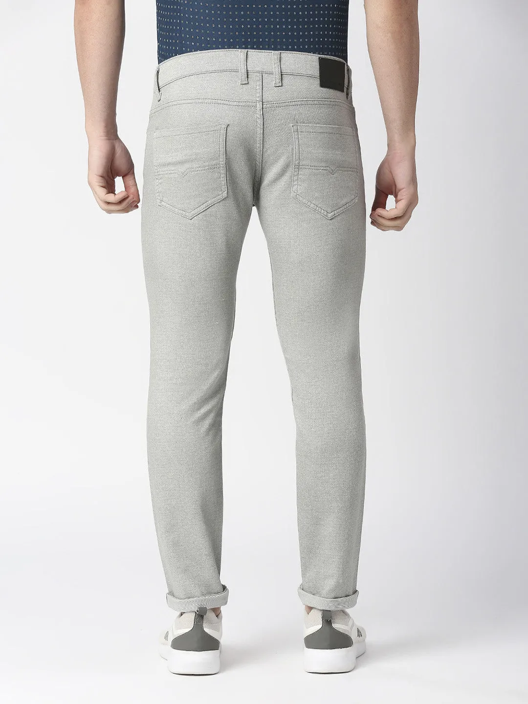 Light Grey Slim Tapered Cotton Stretch Jeans