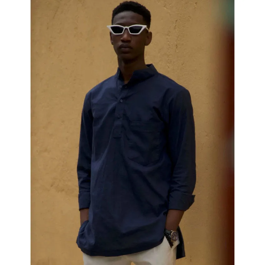 Lijah Dusty Navy Blue Long Sleeve Shirt