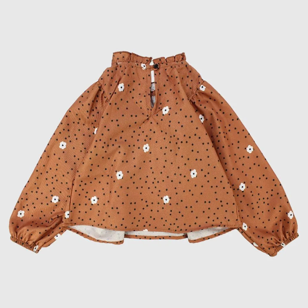 Long-Sleeved Dotted Blouse