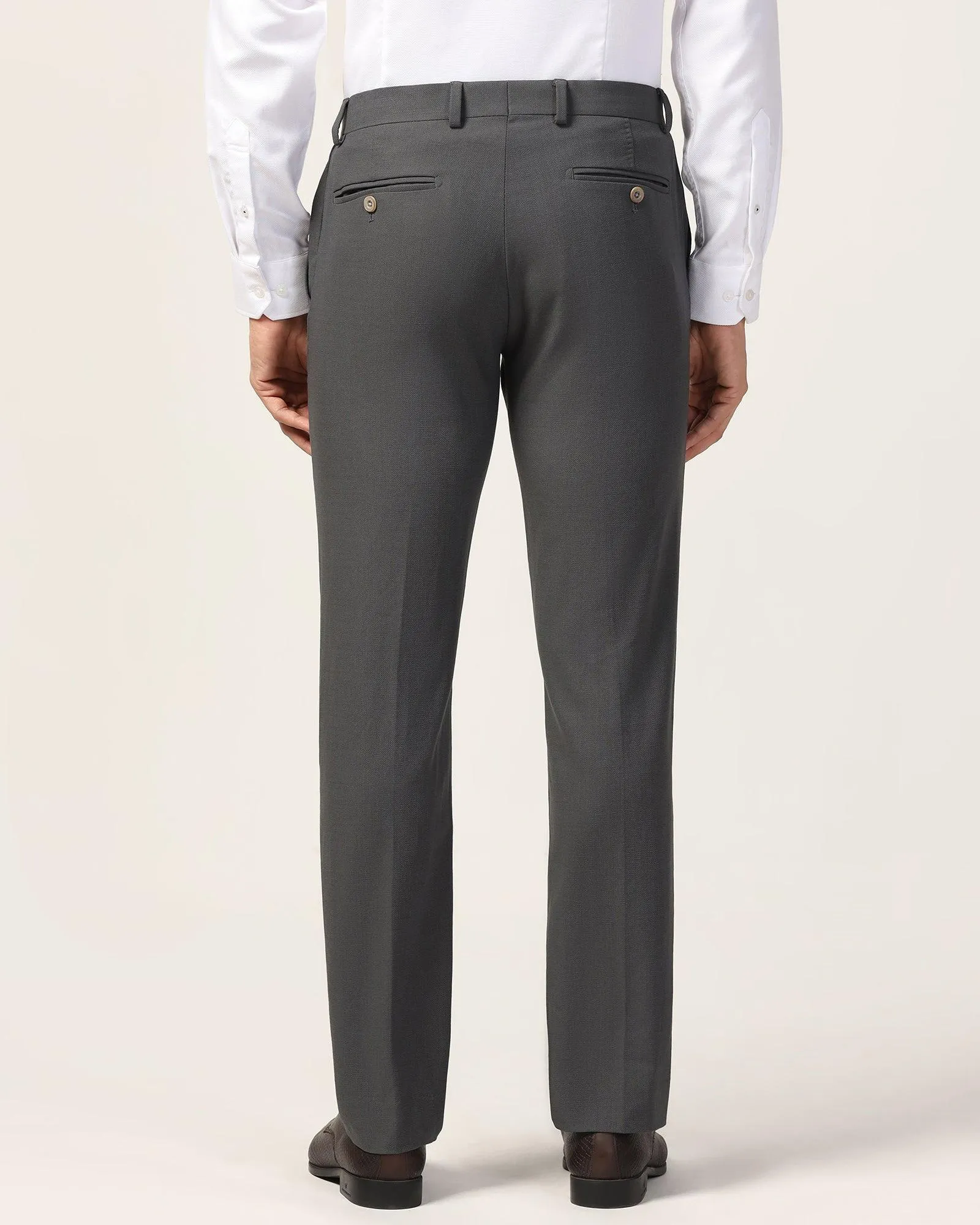 Luxe Slim Comfort B-95 Formal Olive Textured Trouser - Bugati