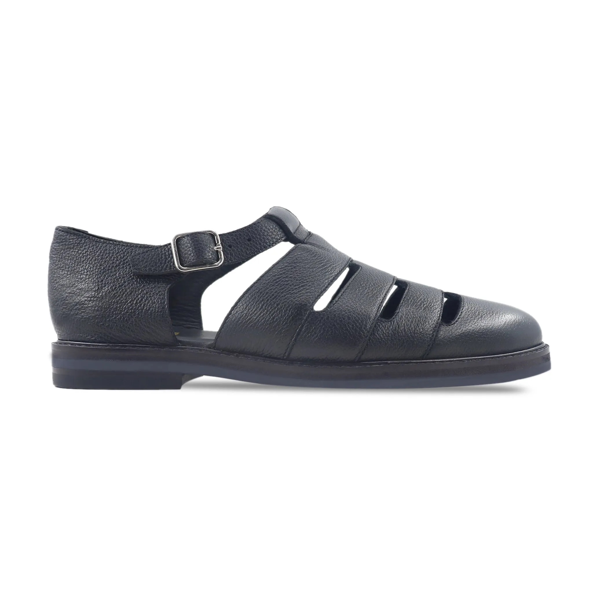 Mayra - Men's Black Pebble Grain Sandal