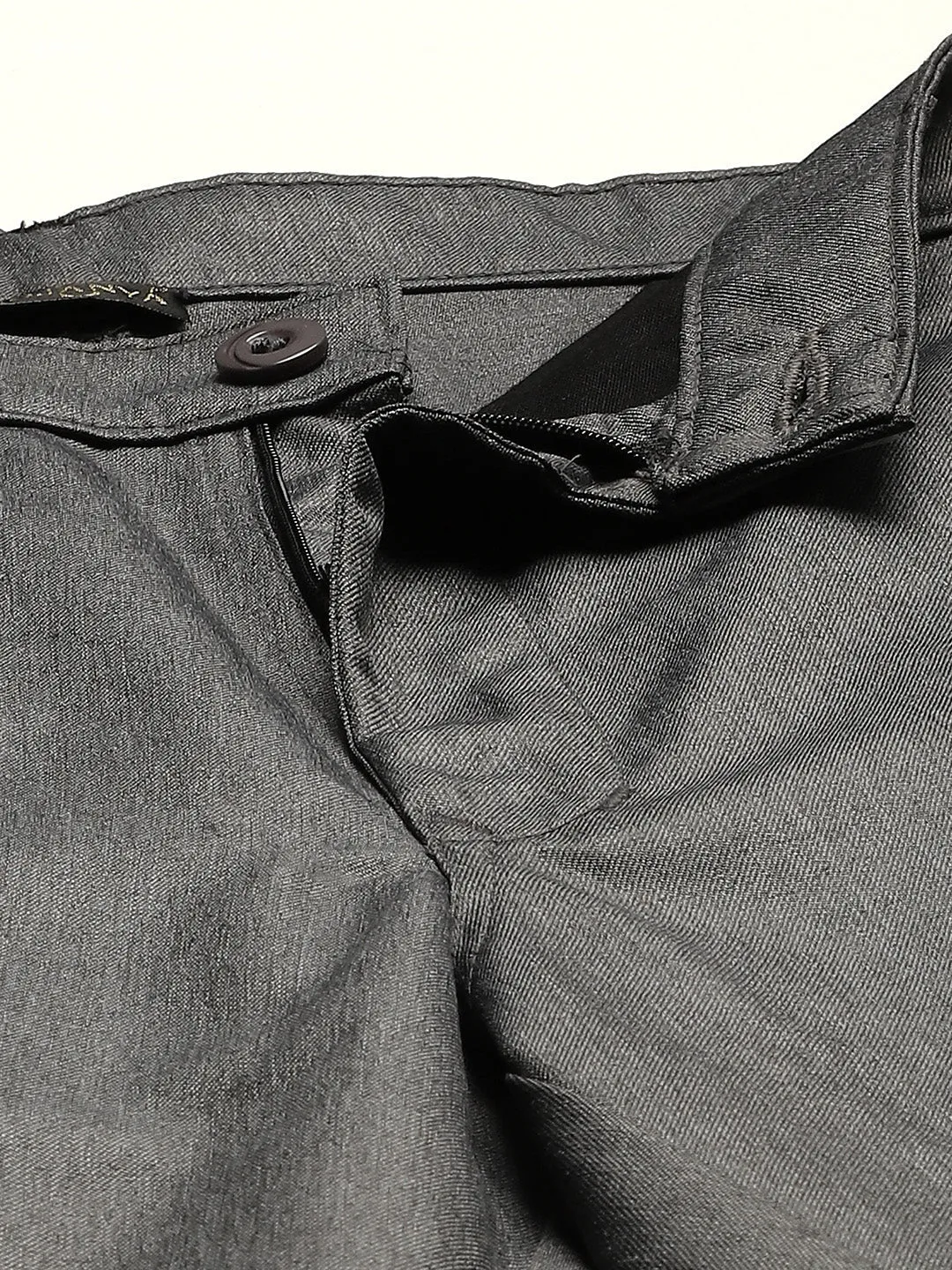 Men's Cotton Blend Charcoal Grey Formal Trousers - Sojanya