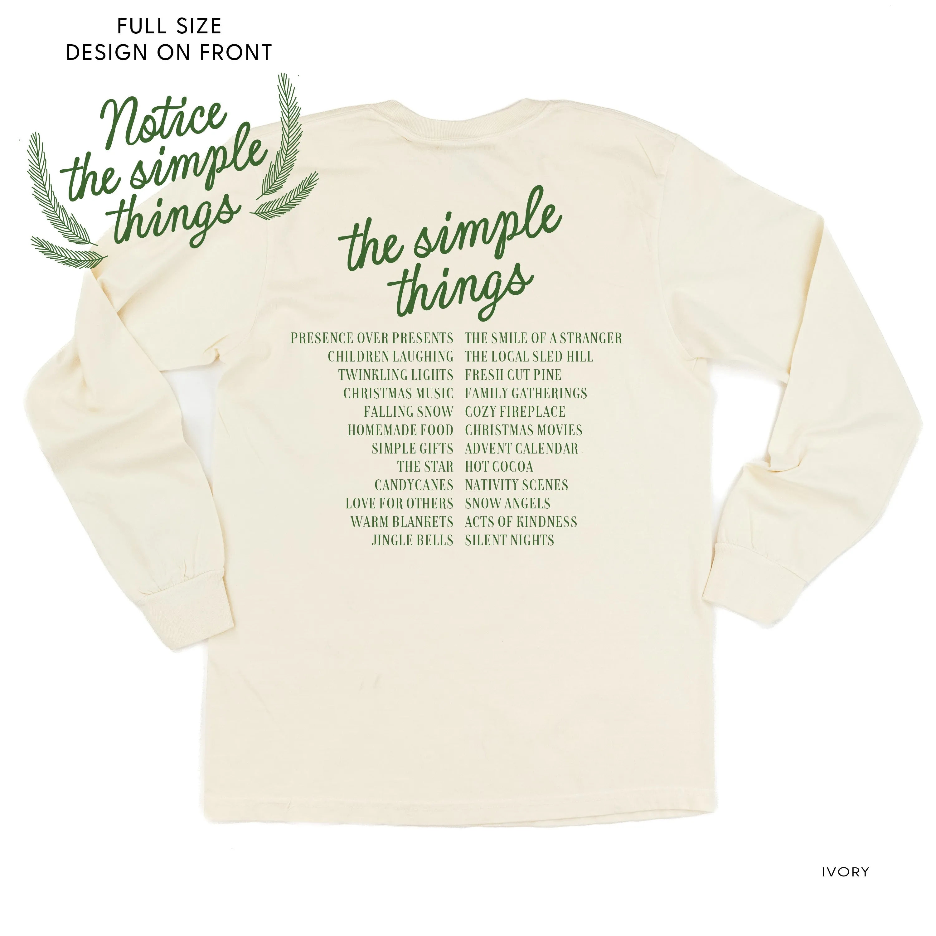 Notice The Simple Things - Simple Things List (f&b) - LONG SLEEVE Comfort Colors Tee