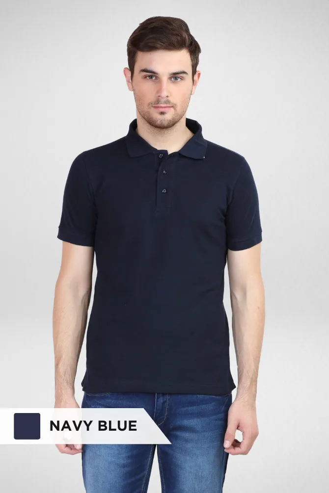 Pack of 3 Polo T-Shirts for Men - Black, Navy Blue and Mustard Yellow