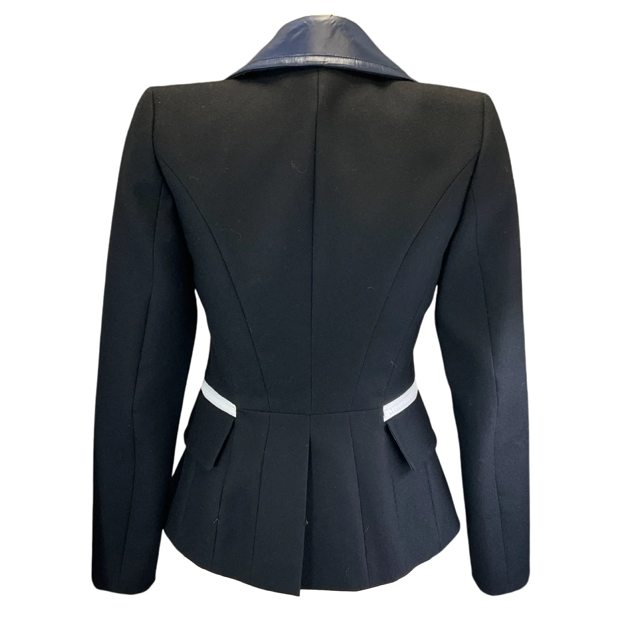 Paco Rabanne Black / Navy Blue Nylon Collared Wool Blazer