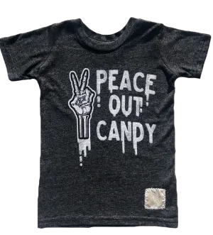 Retro Brand - Peace Out Candy Tee in Heather Black